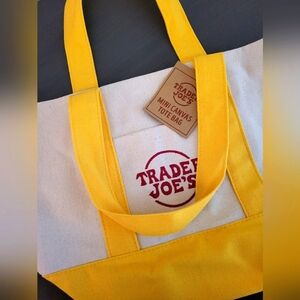 Yellow Trader Joes Mini Canvas Tote Bag